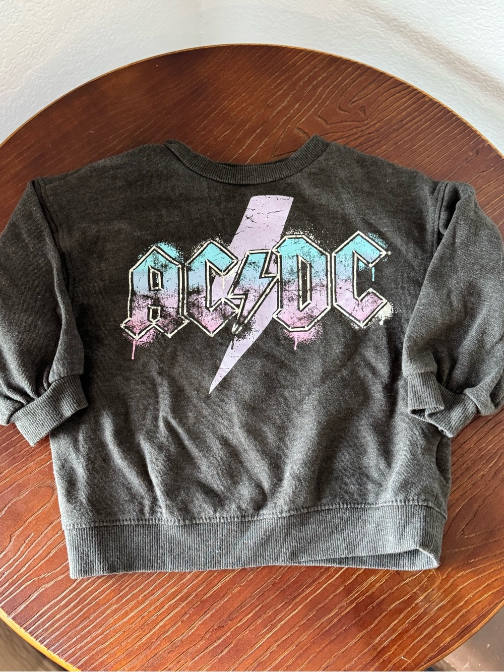 AC/DC Kids Graphic Band Crewneck Sweatshirt in Gray Pink Lilac Teal 3T